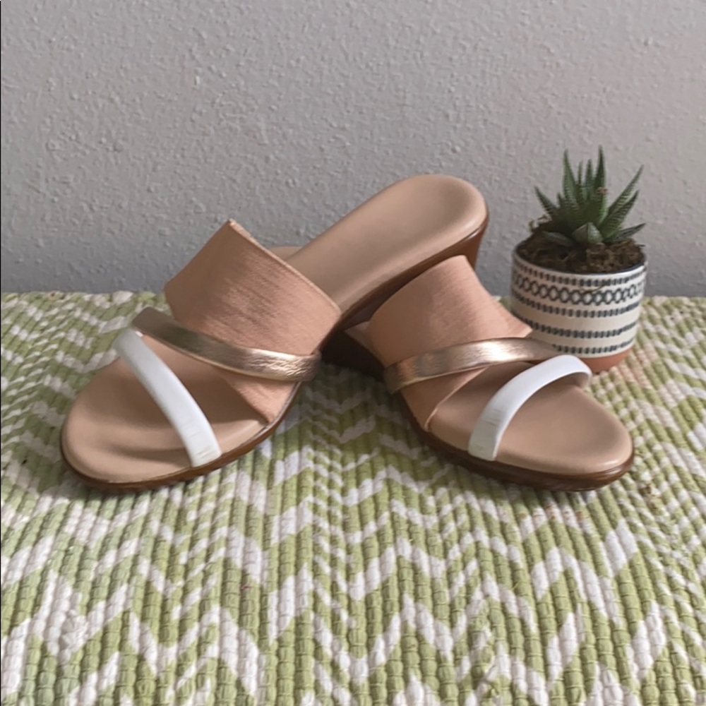 Italian Shoemakers nude and gold wedge sandals